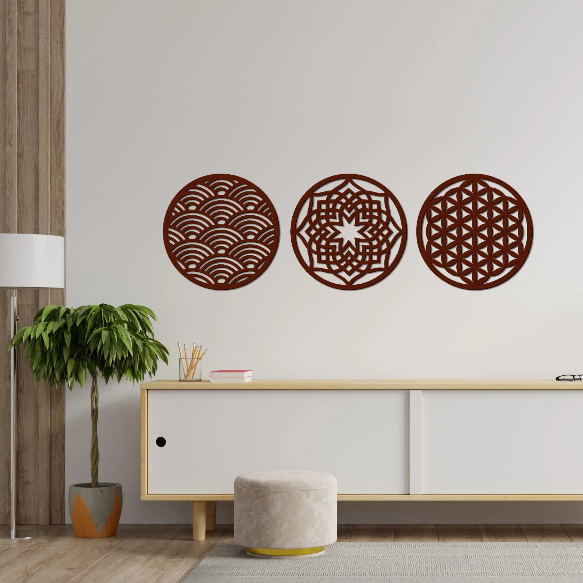 Beautiful Geometric Design in Circles Premium Wooden Wall Hanging - Image 5