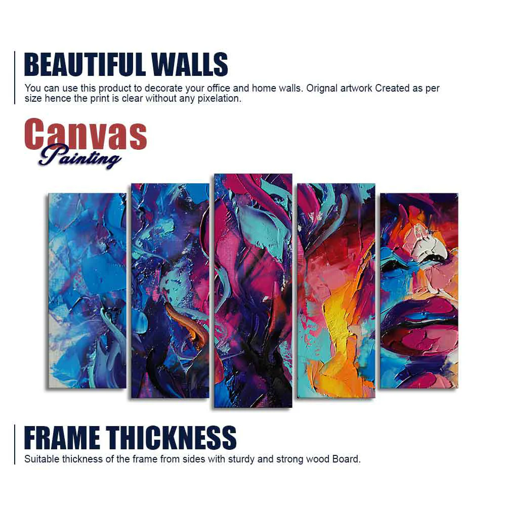 Beautiful Girl Abstract Art wall Painting of Five Pieces - Image 6
