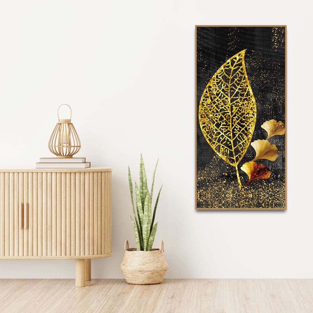 Beautiful Golden Ginkgo Leaf Canvas Wall Painting - Image 3
