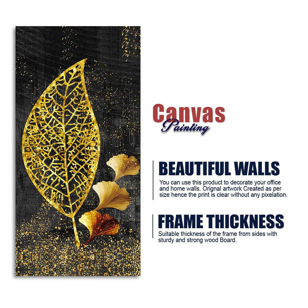 Beautiful Golden Ginkgo Leaf Canvas Wall Painting - Image 6
