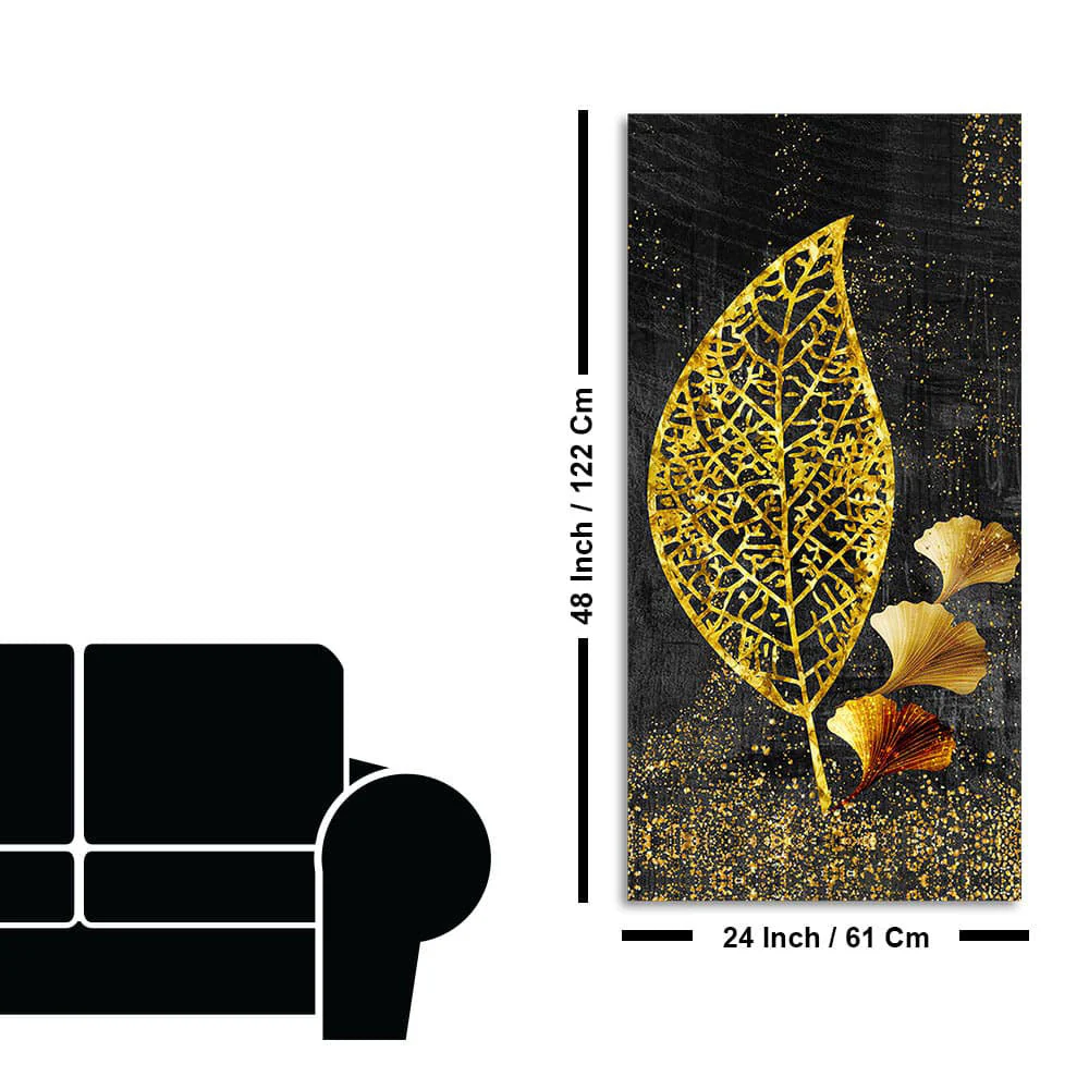 Beautiful Golden Ginkgo Leaf Canvas Wall Painting - Image 7