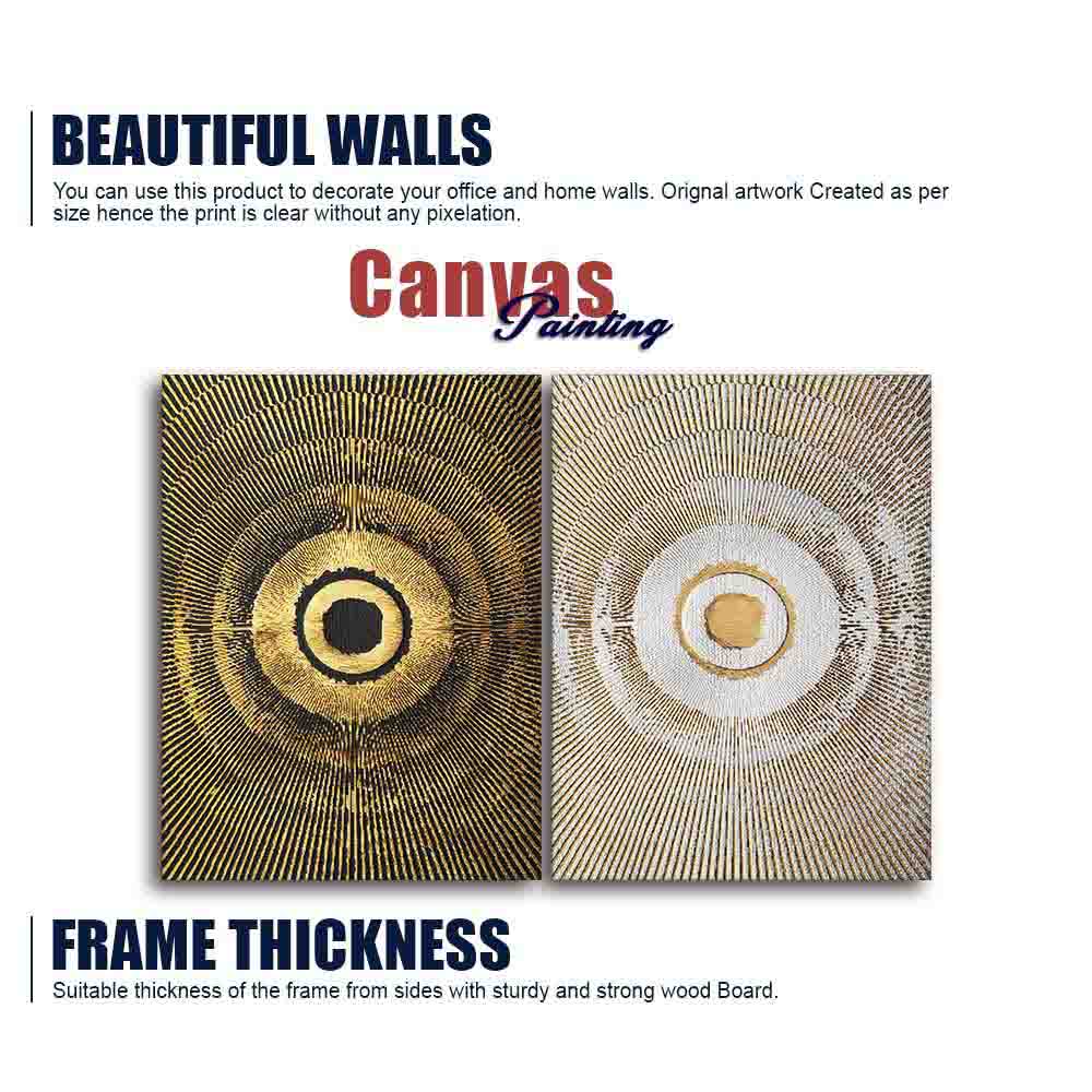 Beautiful Golden Pattern Canvas Wall Painting of Two Pieces - Image 6