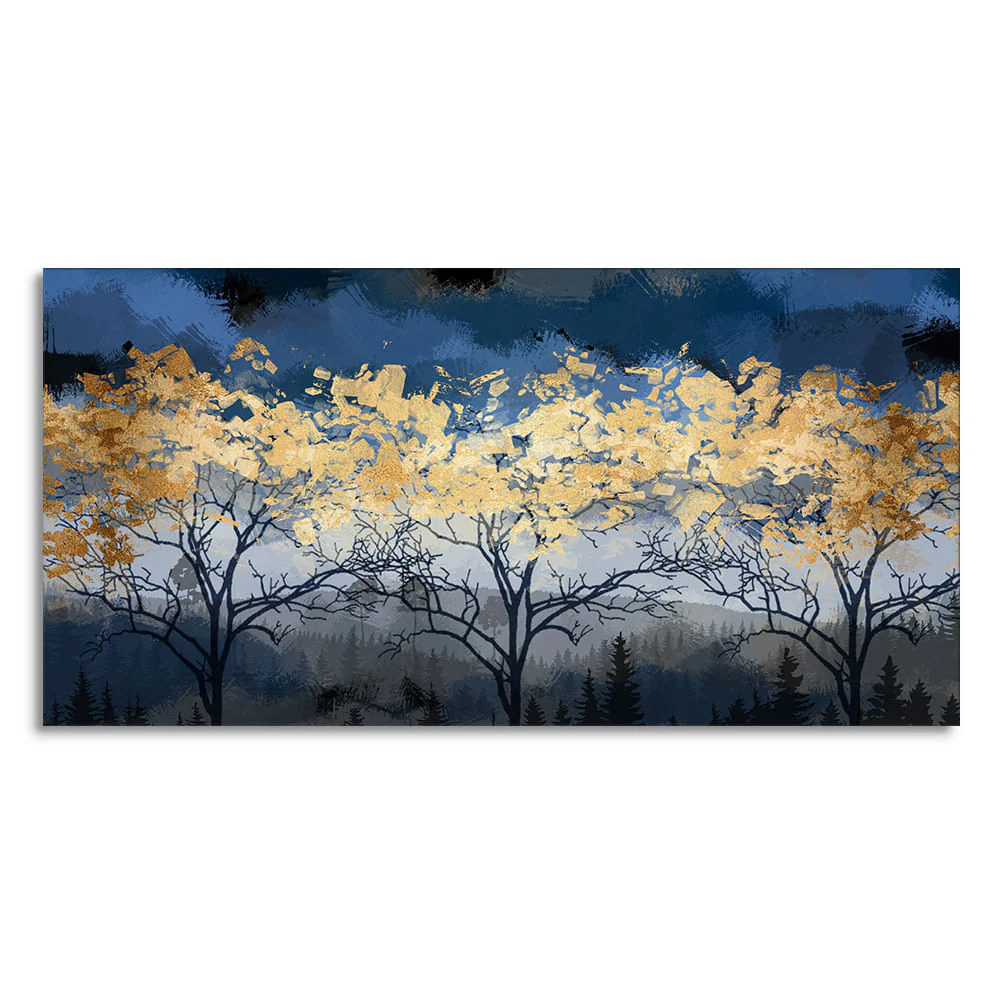 Beautiful Golden Tree Abstract Design Premium Canvas Wall Painting - Image 4