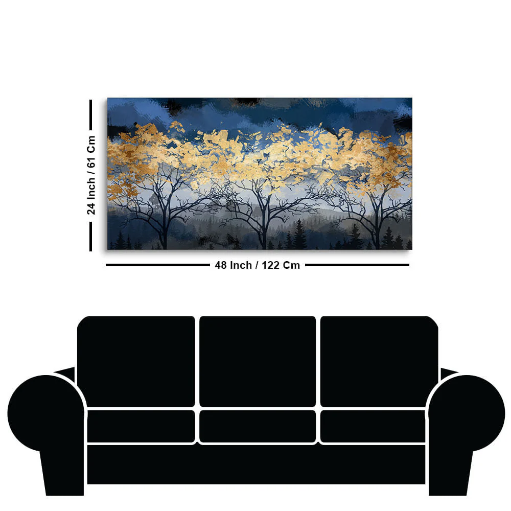 Beautiful Golden Tree Abstract Design Premium Canvas Wall Painting - Image 7