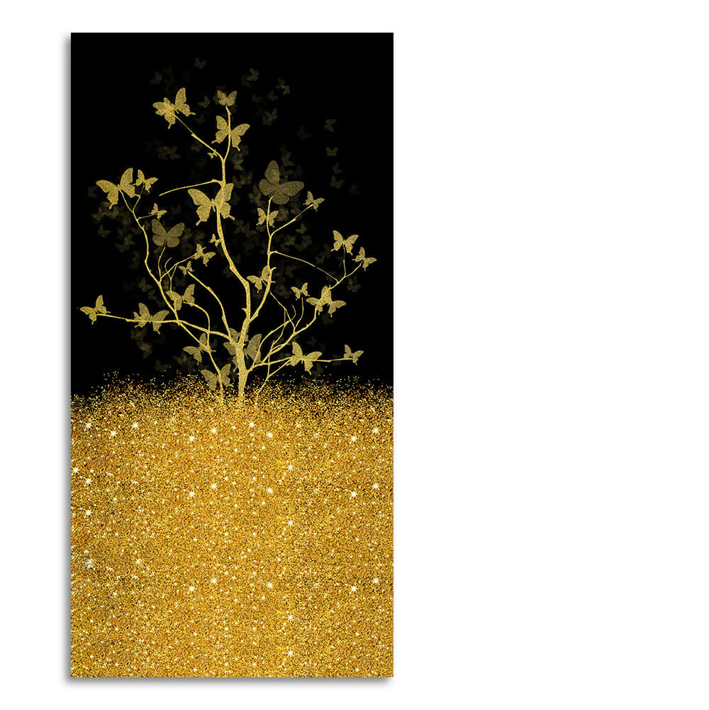 Beautiful Golden Tree Butterfly Premium Canvas Wall Painting - Image 4