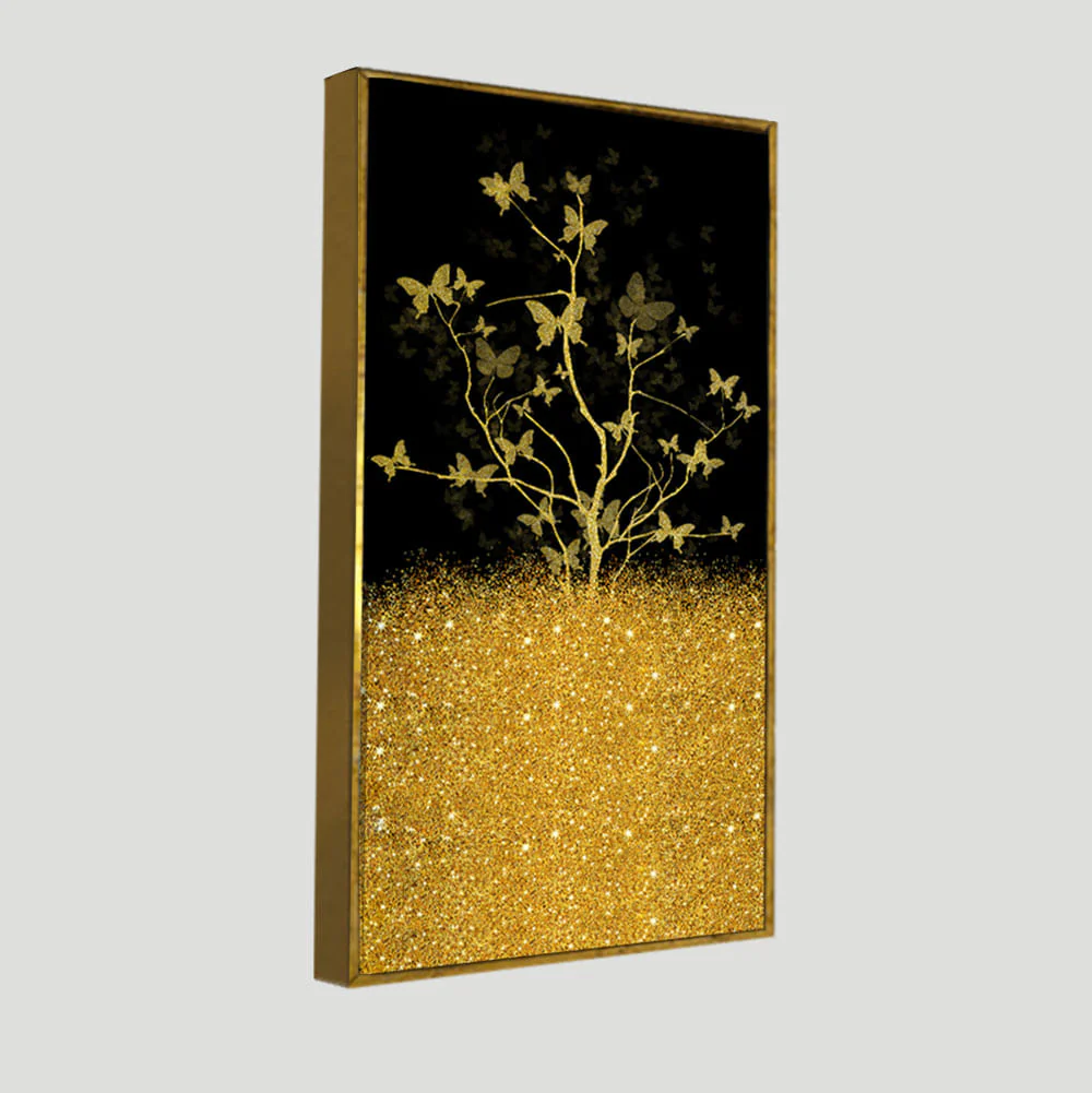 Beautiful Golden Tree Butterfly Premium Canvas Wall Painting - Image 5