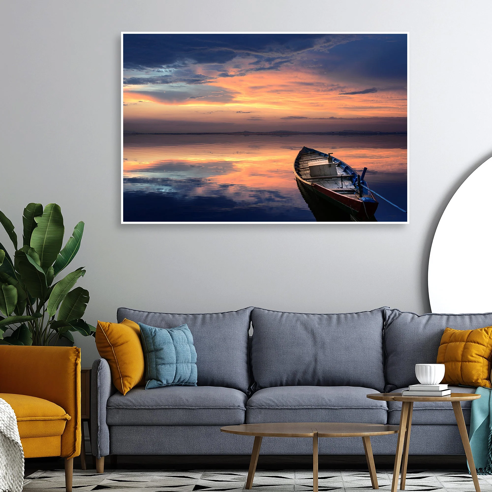 Beautiful Horizon Sunset Wall Painting Floating Canvas - Image 4