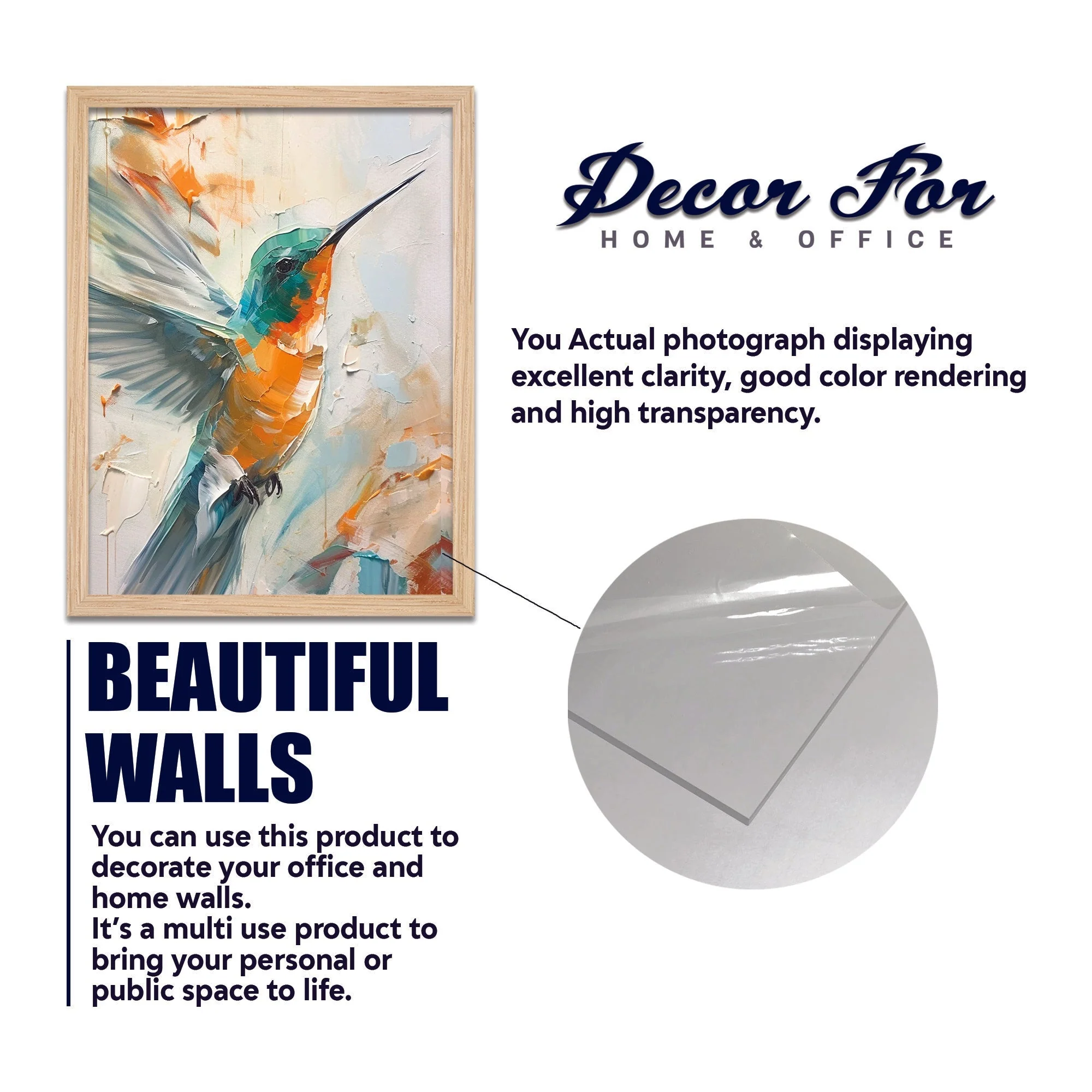 Beautiful Hummingbird Artistic Art Wall Frame Set of Four - Image 5