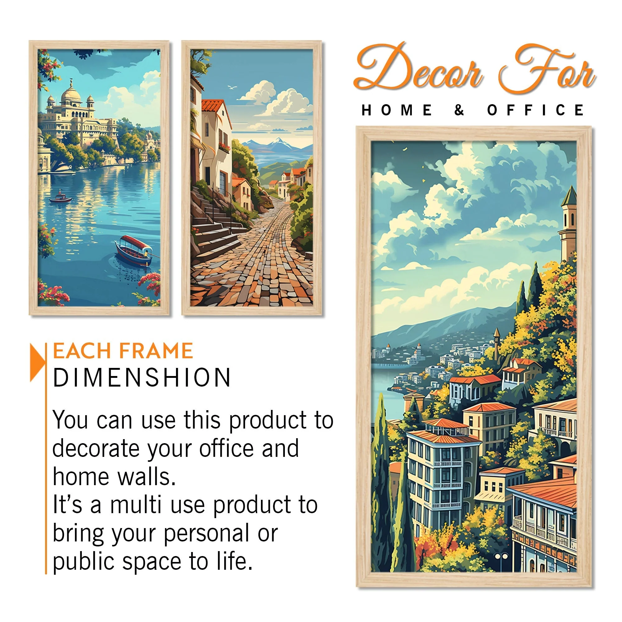 Beautiful Lake Iseo Nature View Wooden Wall Frame Set of Three - Image 5