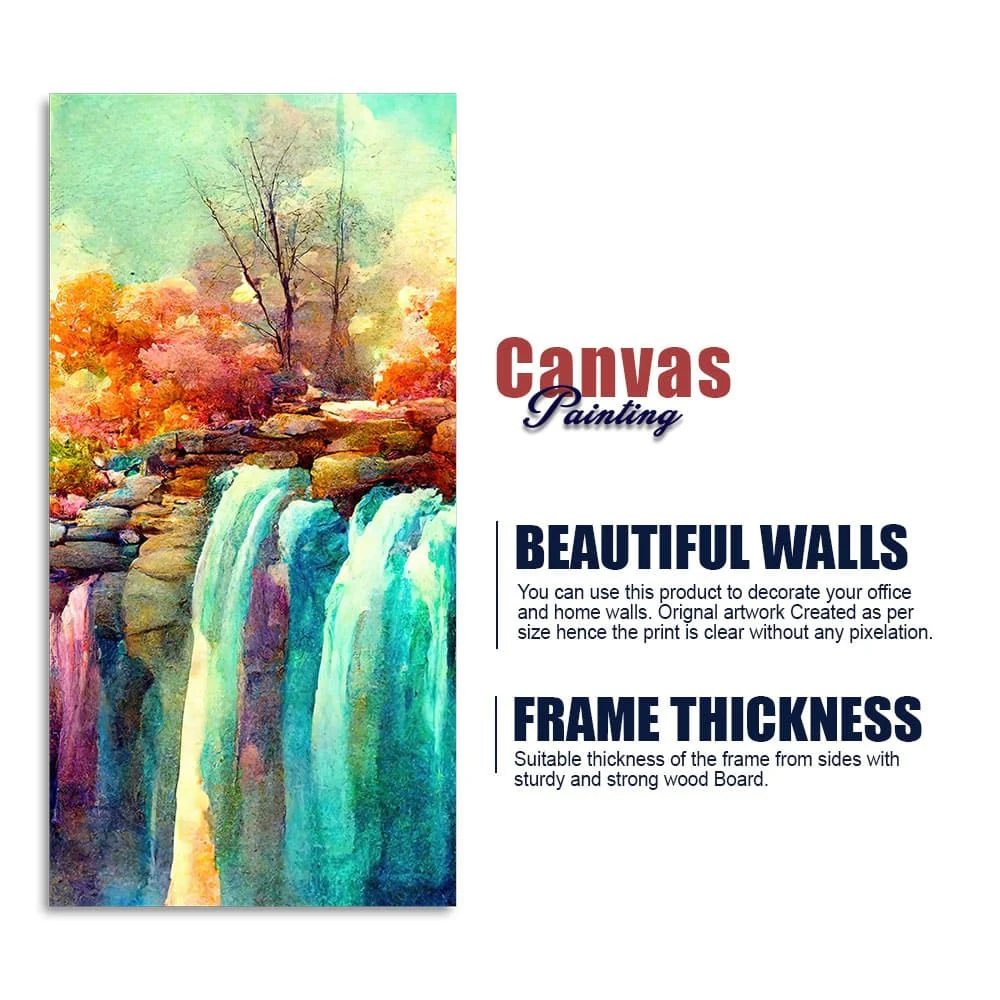 Beautiful Landscape Waterfall Scenery Canvas Wall Painting - Image 6