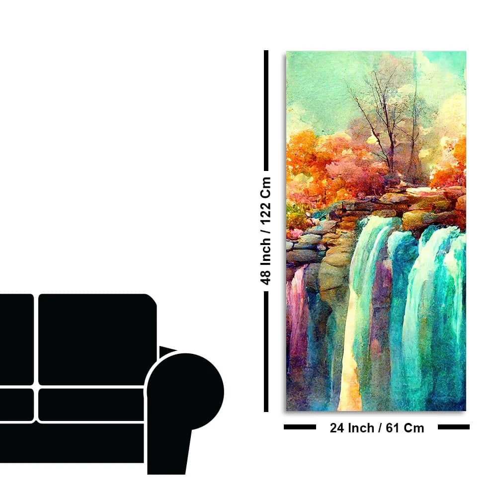 Beautiful Landscape Waterfall Scenery Canvas Wall Painting - Image 7