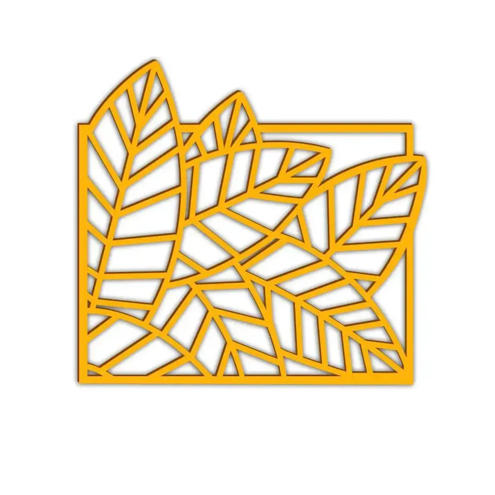Beautiful Leaf Design in Golden Wall Metal Art Decor - Image 3