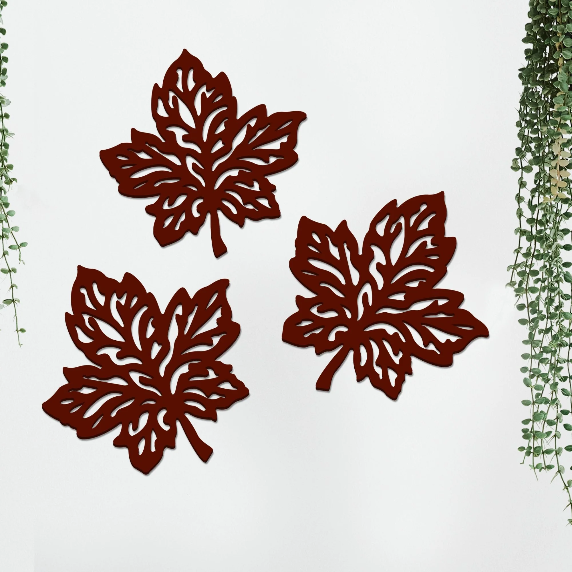 Beautiful Leaves in Brown Color Design Wooden Wall Hanging - Image 3