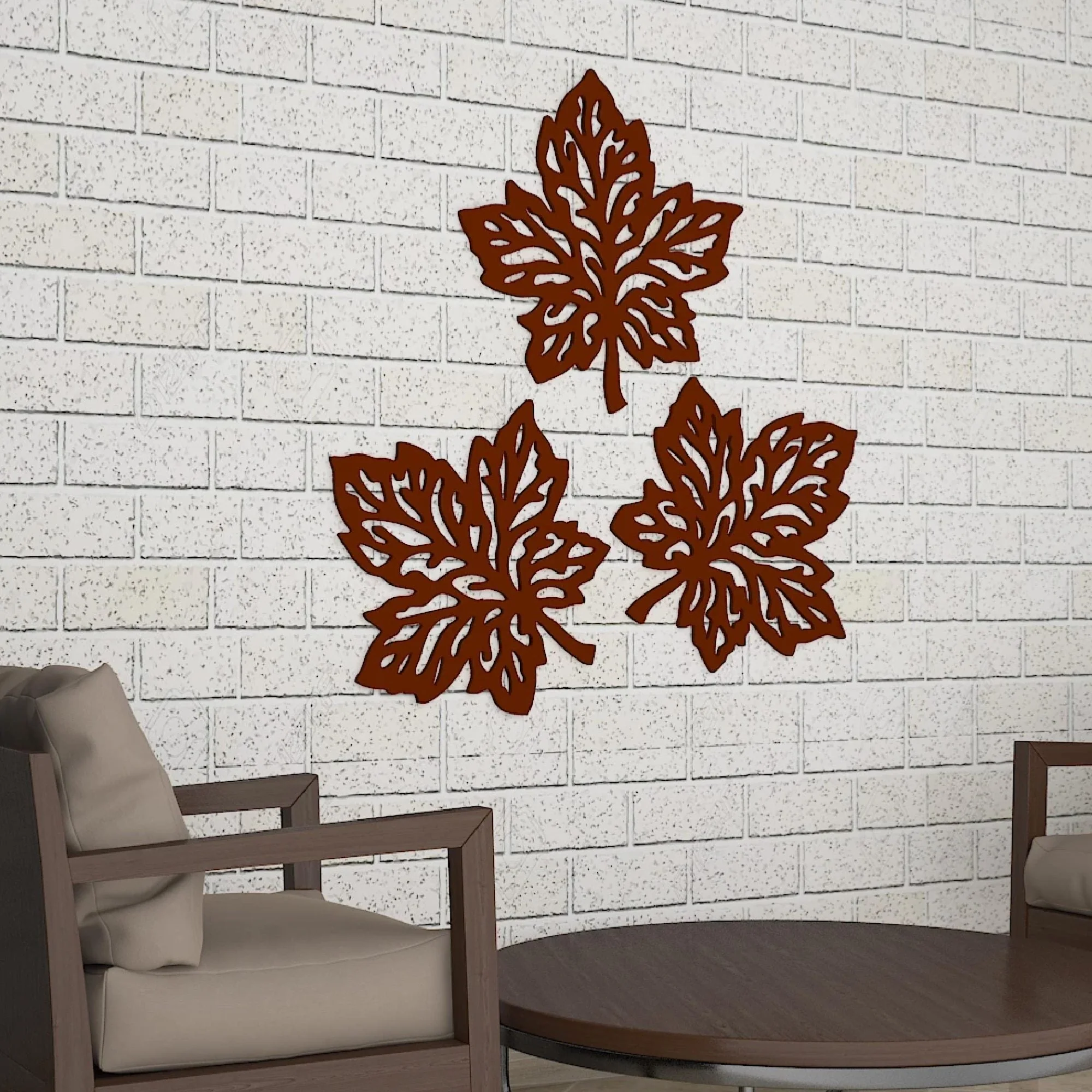 Beautiful Leaves in Brown Color Design Wooden Wall Hanging - Image 4