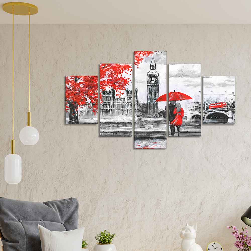 Beautiful London Canvas Wall Painting Five Pieces - Image 3