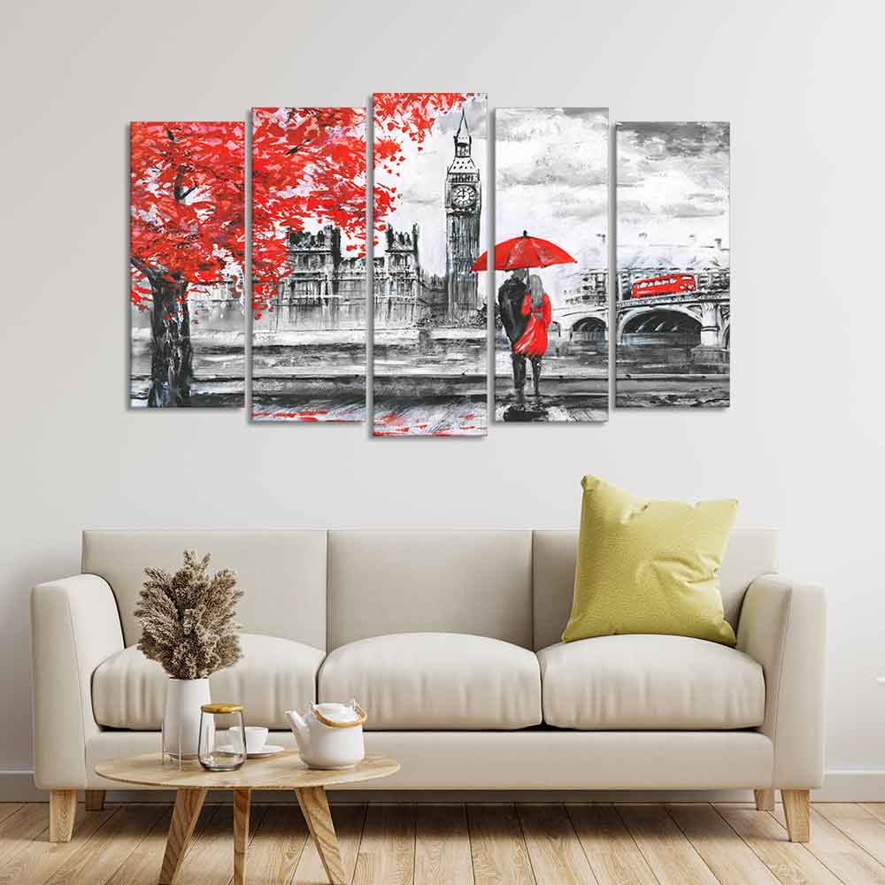 Beautiful London Canvas Wall Painting Set of Five Pieces - Image 2