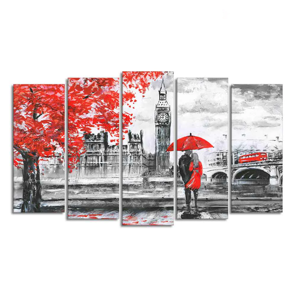 Beautiful London Canvas Wall Painting Set of Five Pieces - Image 4