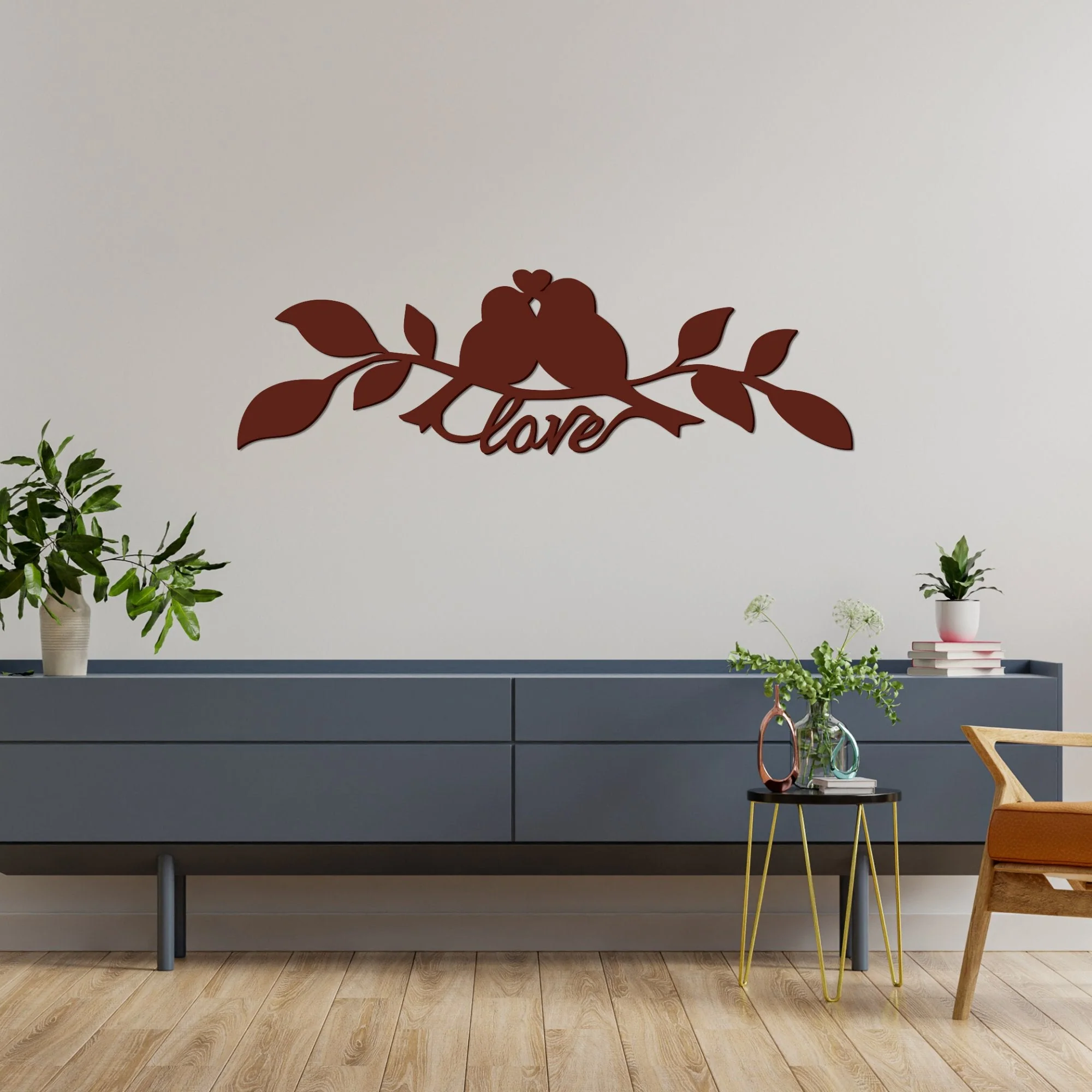 Beautiful Love Birds on Tree Branch Premium Quality Wooden Wall Hanging - Image 3