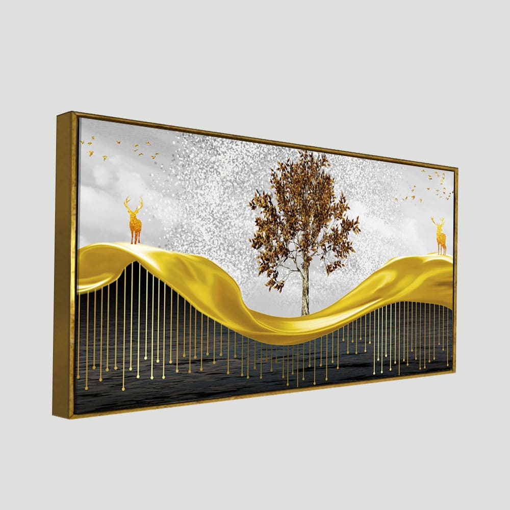 Beautiful Luxury Modern Art of Trees and Deer Premium Wall Painting - Image 5