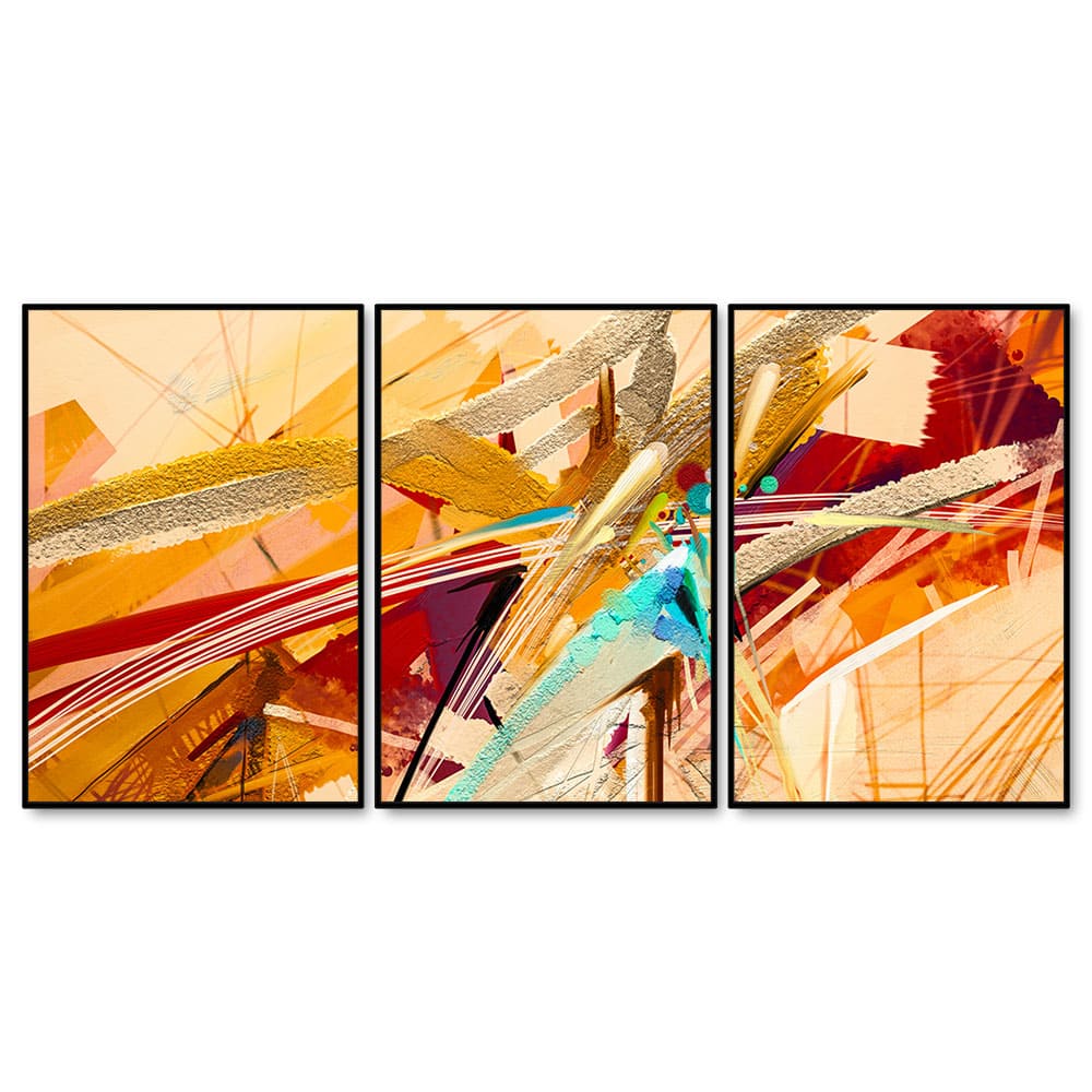 Beautiful Modern Art Sparkle Touch Floating Canvas Wall Painting Set of Three - Image 4
