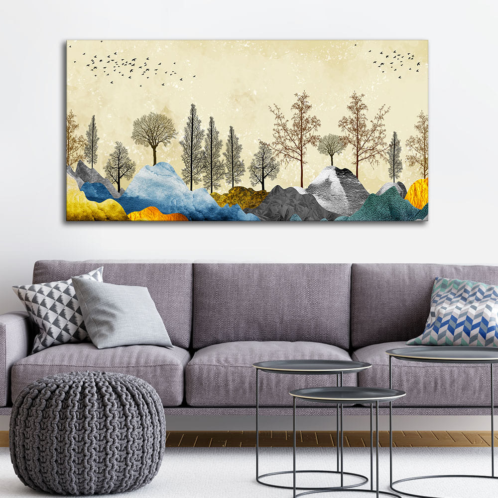 Beautiful Mountain Landscape with Trees Premium Canvas Wall painting - Image 2