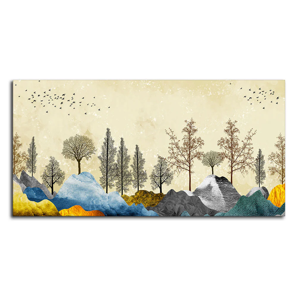 Beautiful Mountain Landscape with Trees Premium Canvas Wall painting - Image 4