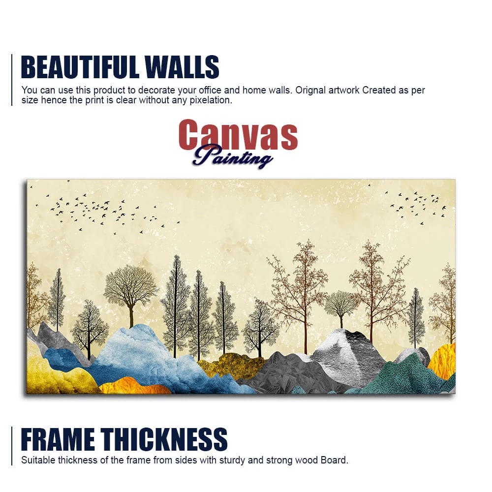 Beautiful Mountain Landscape with Trees Premium Canvas Wall painting - Image 6
