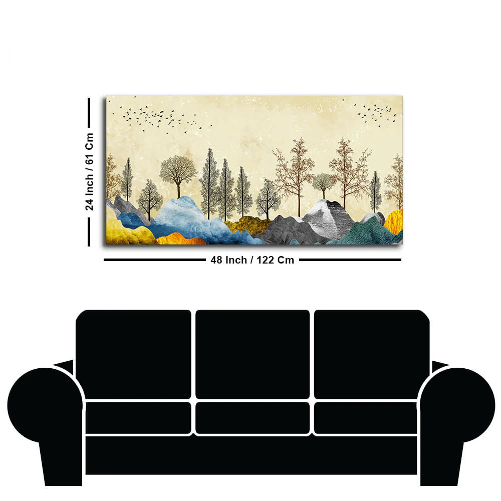 Beautiful Mountain Landscape with Trees Premium Canvas Wall painting - Image 7