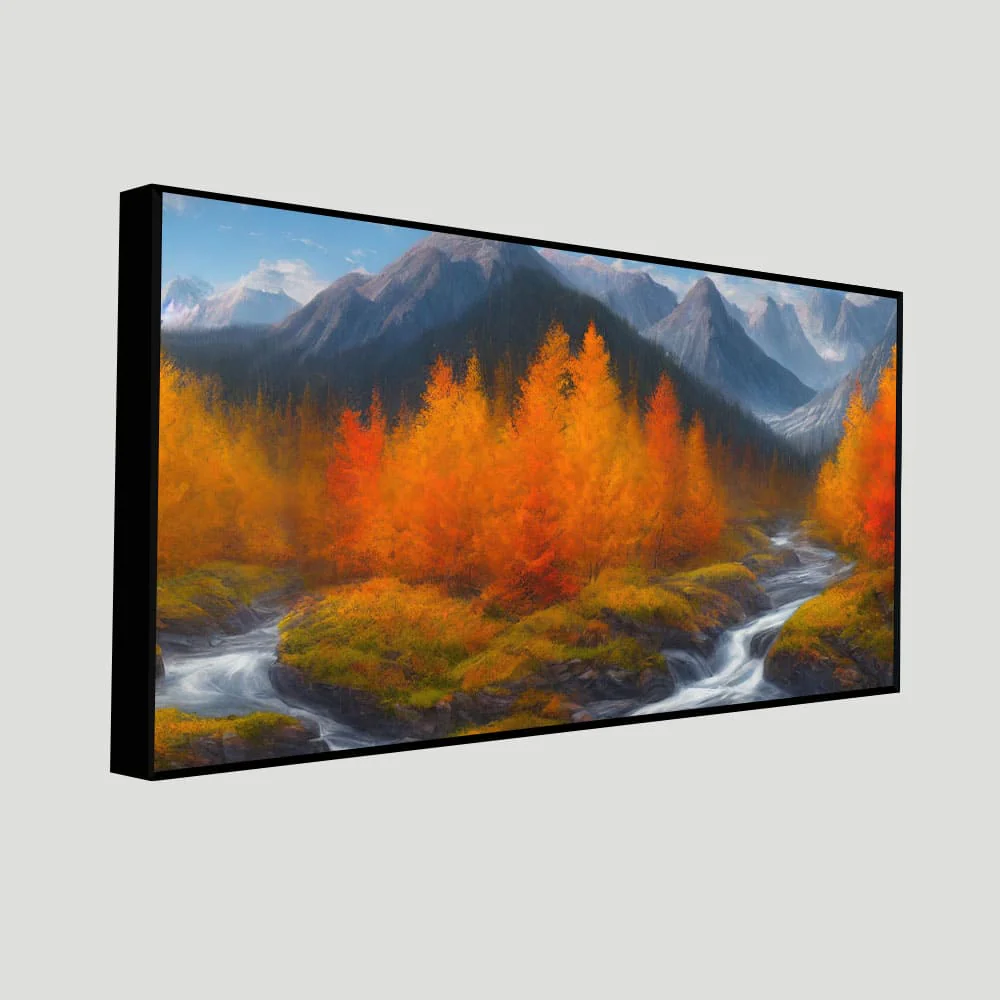 Beautiful Mountains with Autumn foliage of Trees Canvas Wall Painting - Image 5