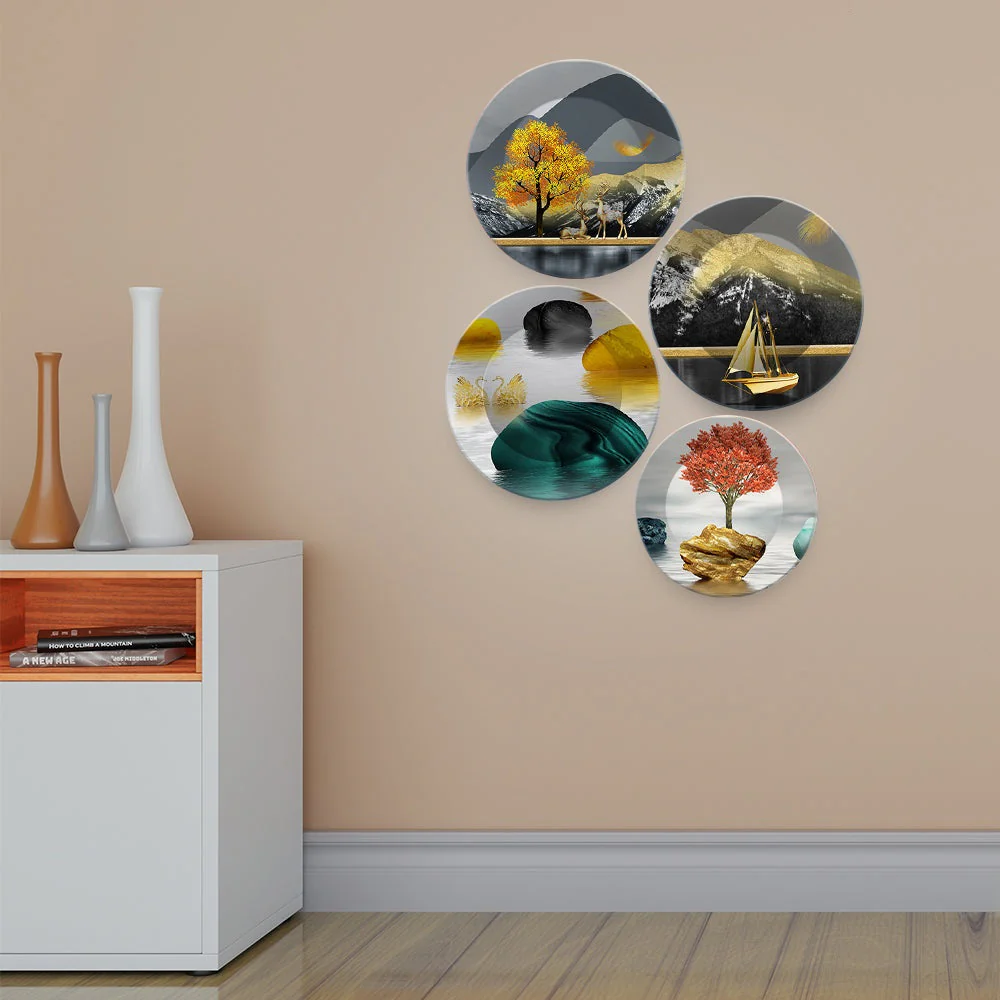 Beautiful Nature Scenery Wall Plates Set of 4 - Image 2