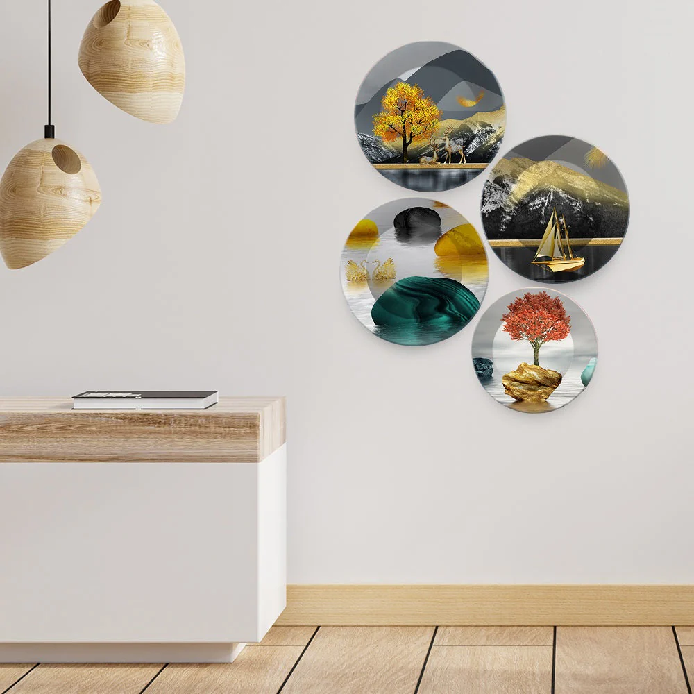 Beautiful Nature Scenery Wall Plates Set of 4 - Image 3