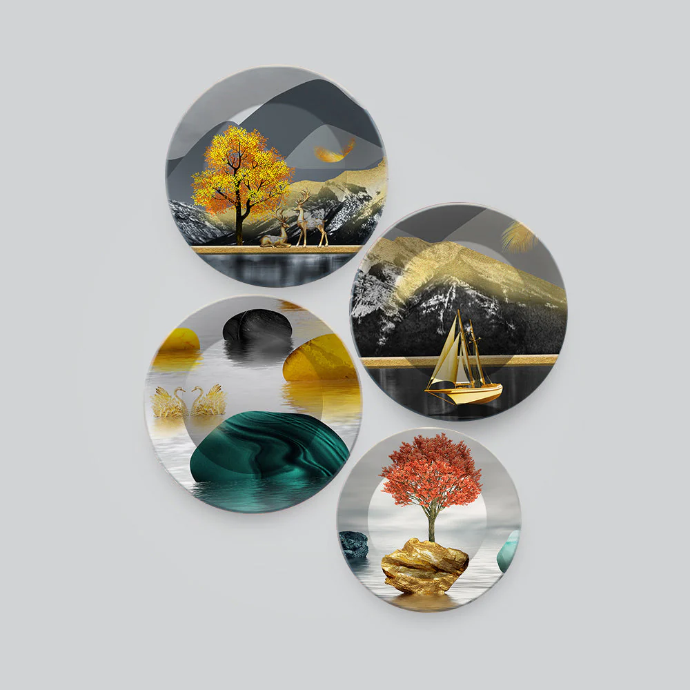 Beautiful Nature Scenery Wall Plates Set of 4 - Image 4
