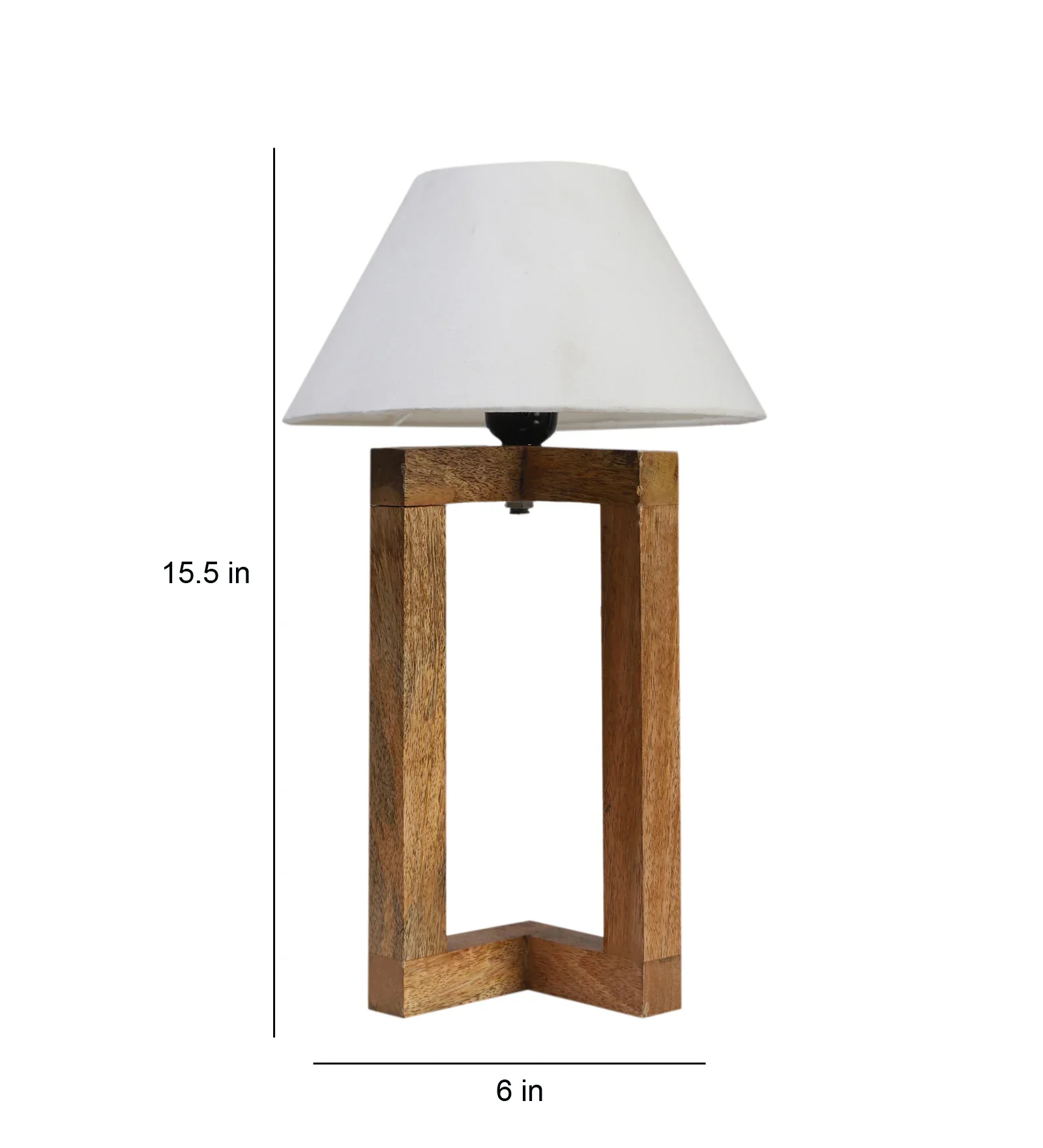 Beautiful Off White Cotton Shade Night Lamp with Wooden Base - Image 3