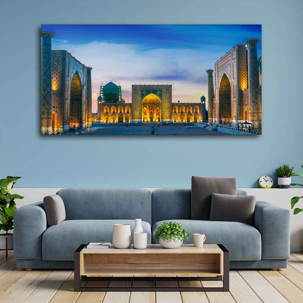 Beautiful Islamic Wall Painting of The Heart of the Ancient City of Samarkand - Image 4