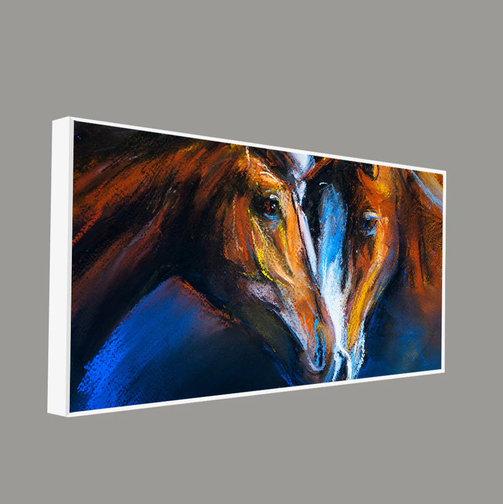 Beautiful Pair of Horses Panoramic Wall Painting - Image 5
