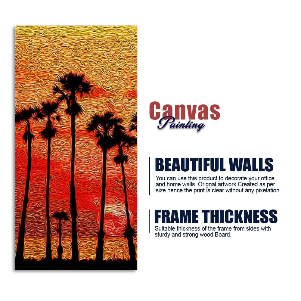 Beautiful Palm Tree at Sunset Canvas Wall Painting - Image 6