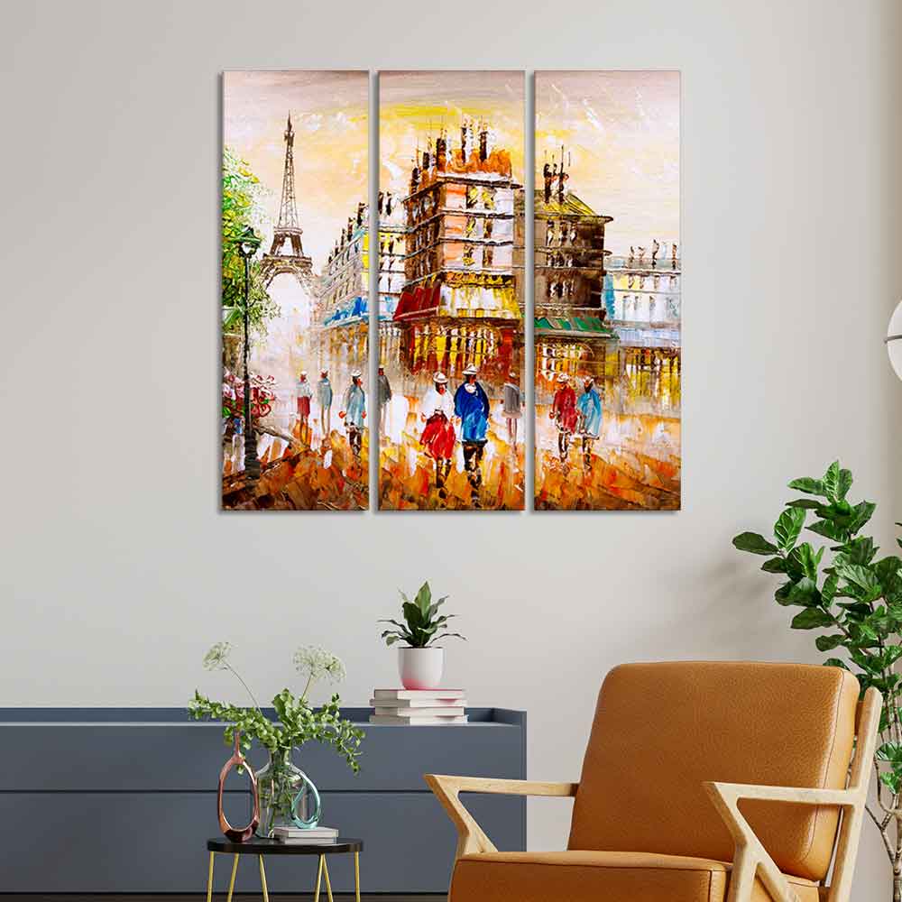 Beautiful Paris Wall Painting Set of 3 Pieces - Image 2