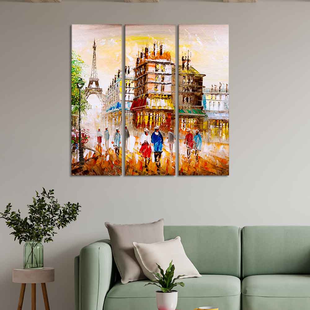 Beautiful Paris Wall Painting Set of 3 Pieces - Image 3