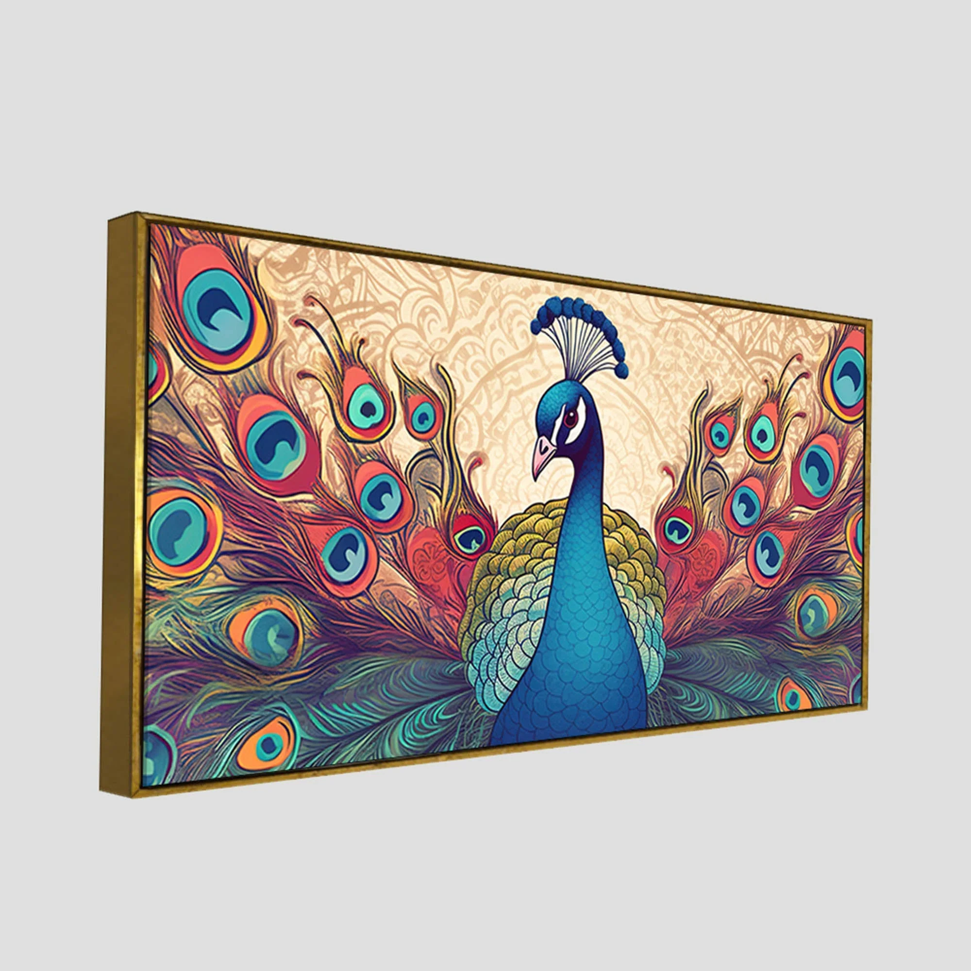 Beautiful Peacock in Traditional Style Canvas Wall Painiting - Image 5