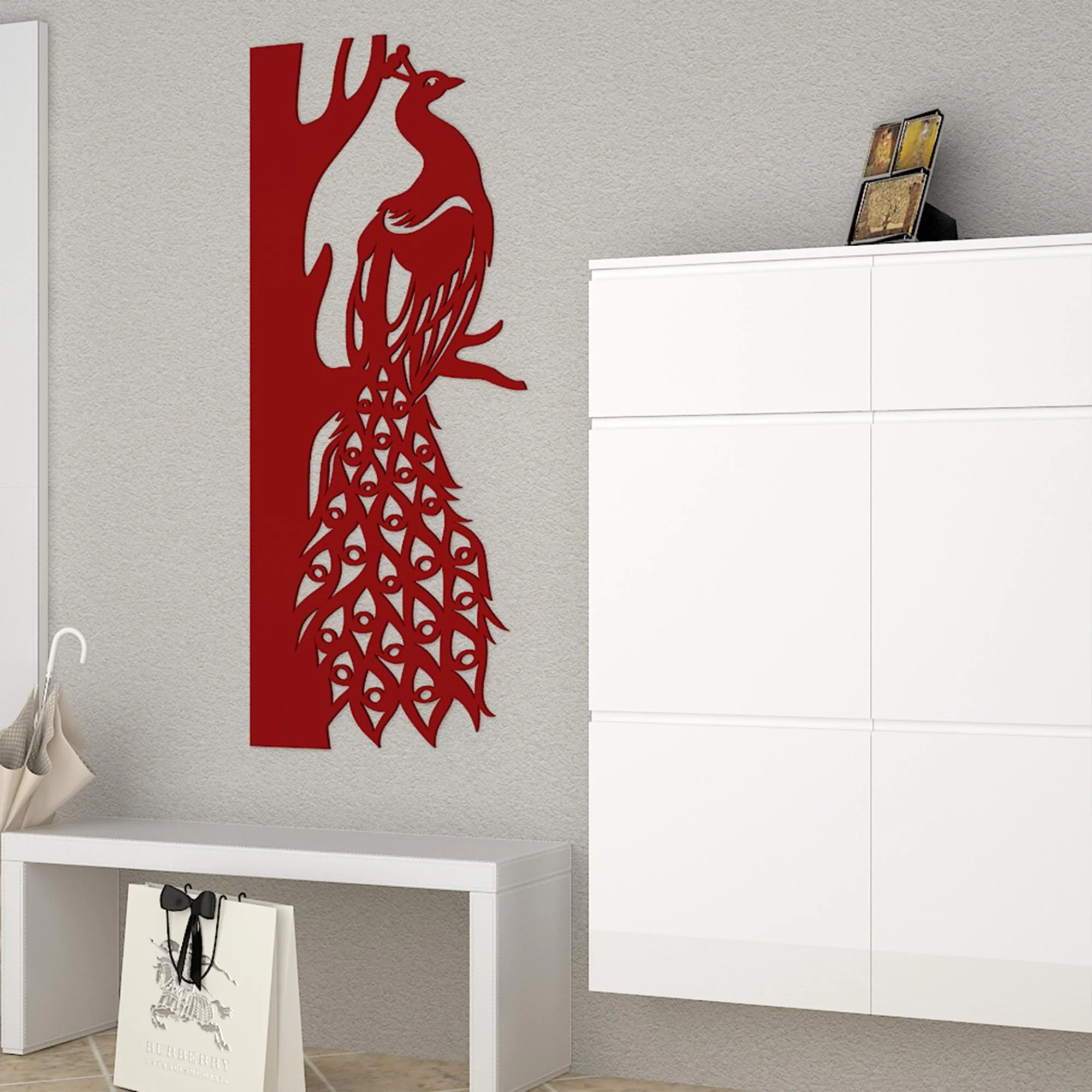 Beautiful Peacock on Tree Branch Premium Quality Wooden Wall Hanging - Image 3