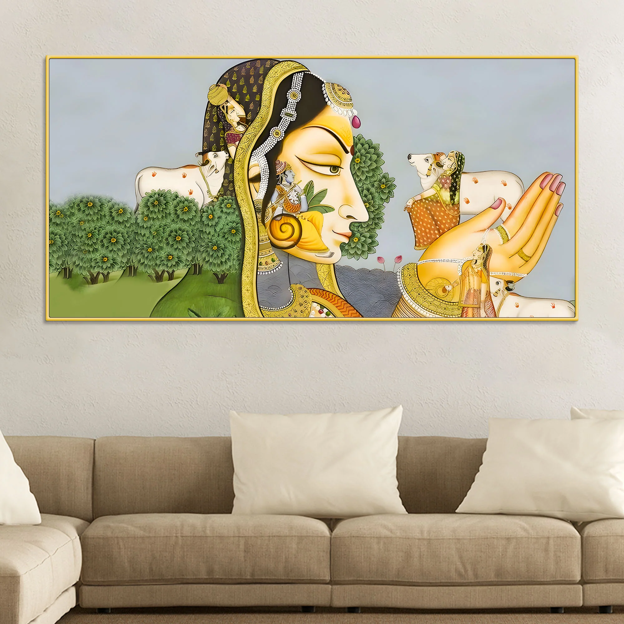 Beautiful Pichwai Canvas Painting – Ethnic Spiritual Wall Decor - Image 2