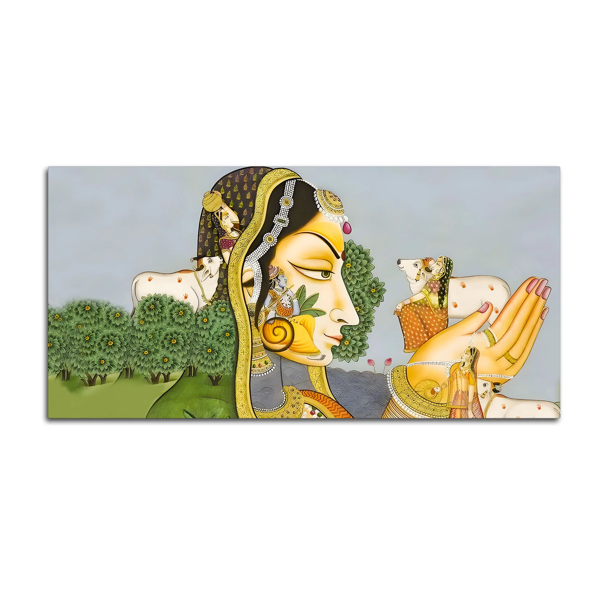 Beautiful Pichwai Canvas Painting – Ethnic Spiritual Wall Decor - Image 4