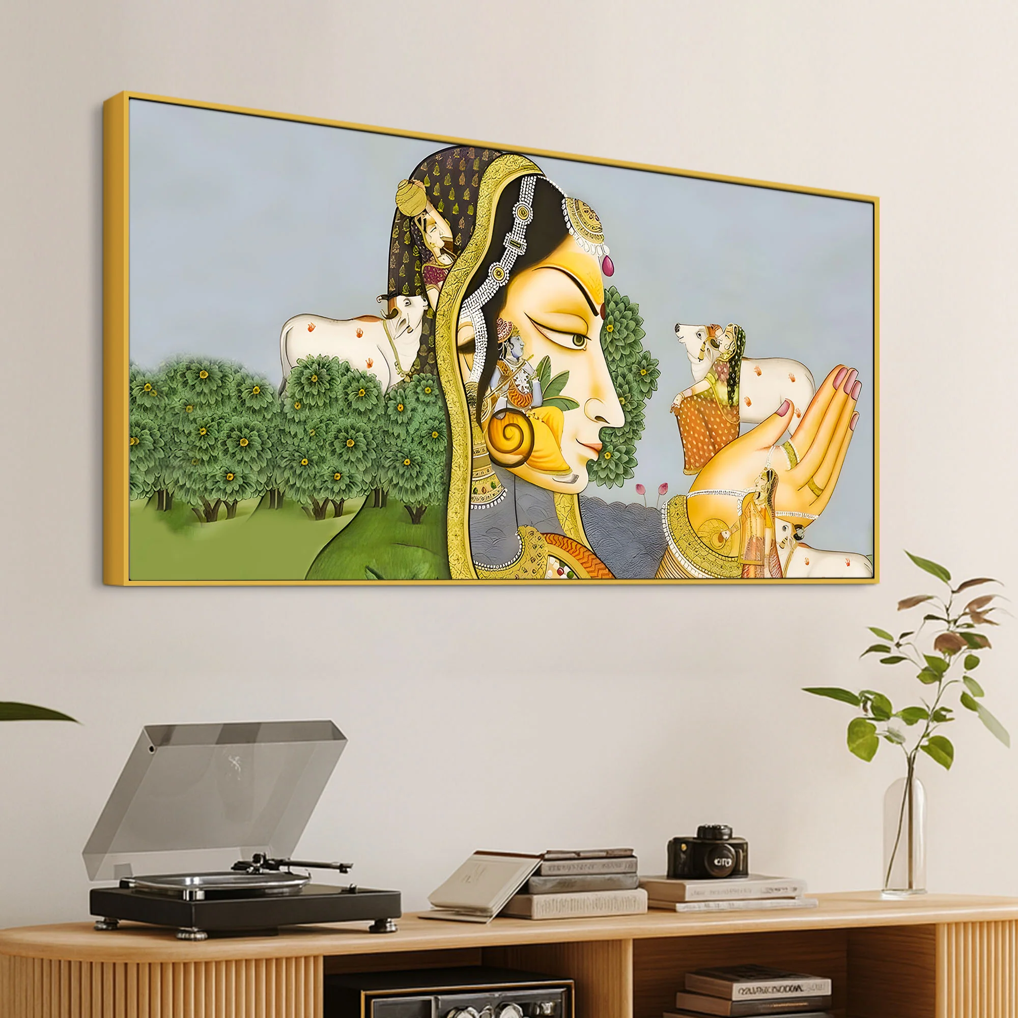 Beautiful Pichwai Canvas Painting – Ethnic Spiritual Wall Decor - Image 5
