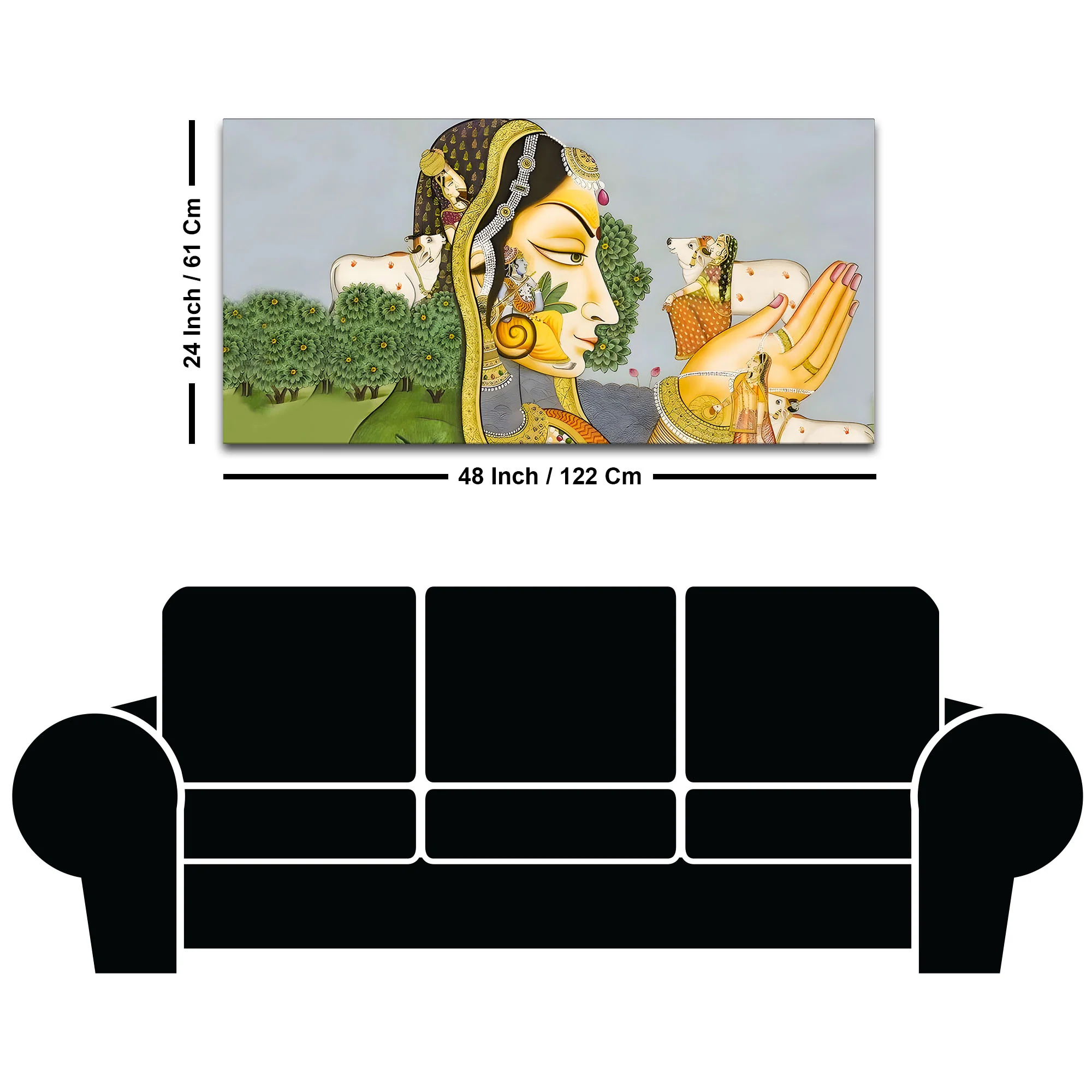 Beautiful Pichwai Canvas Painting – Ethnic Spiritual Wall Decor - Image 8