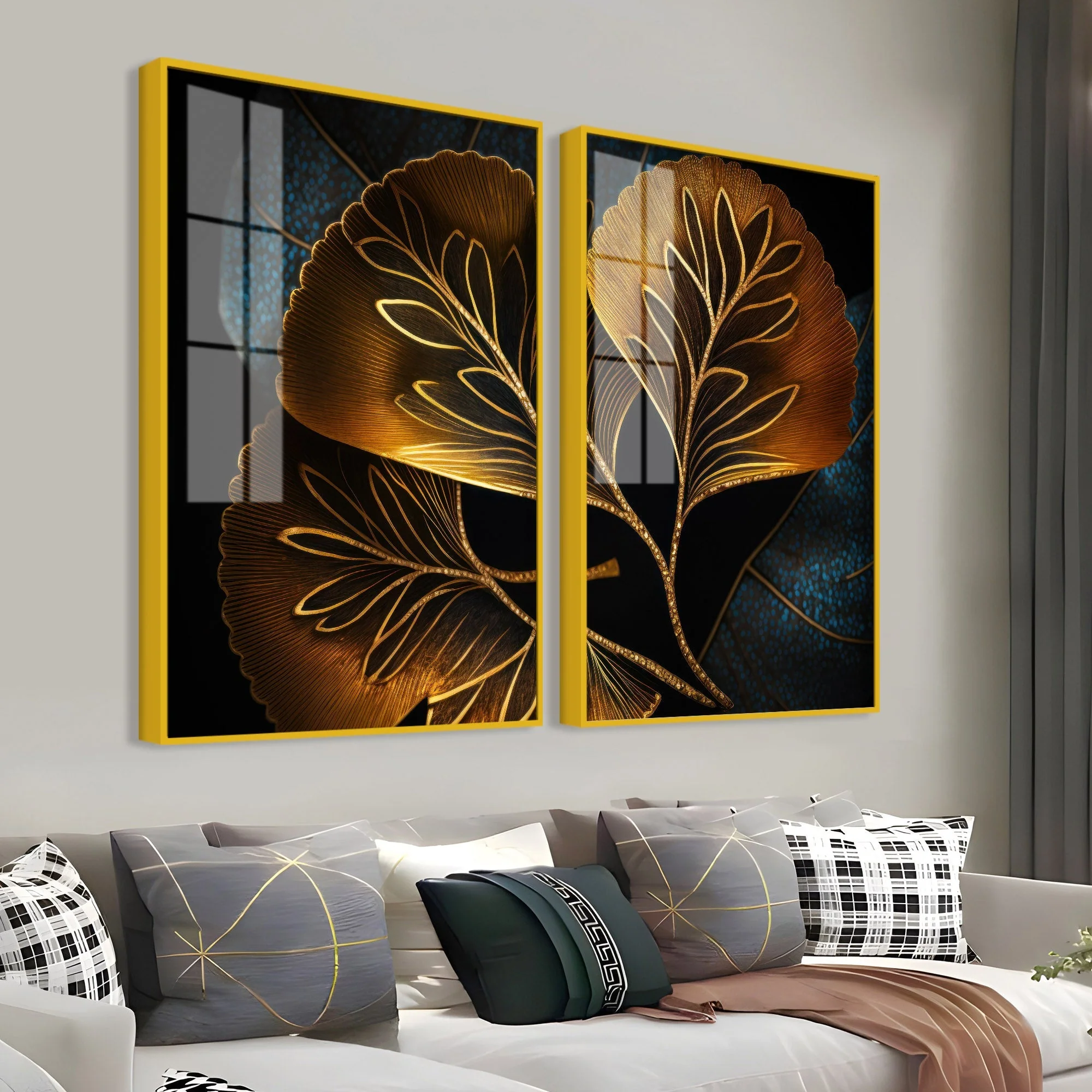 Beautiful Plant Acrylic Floating Wall Painting Set of 2 - Image 3