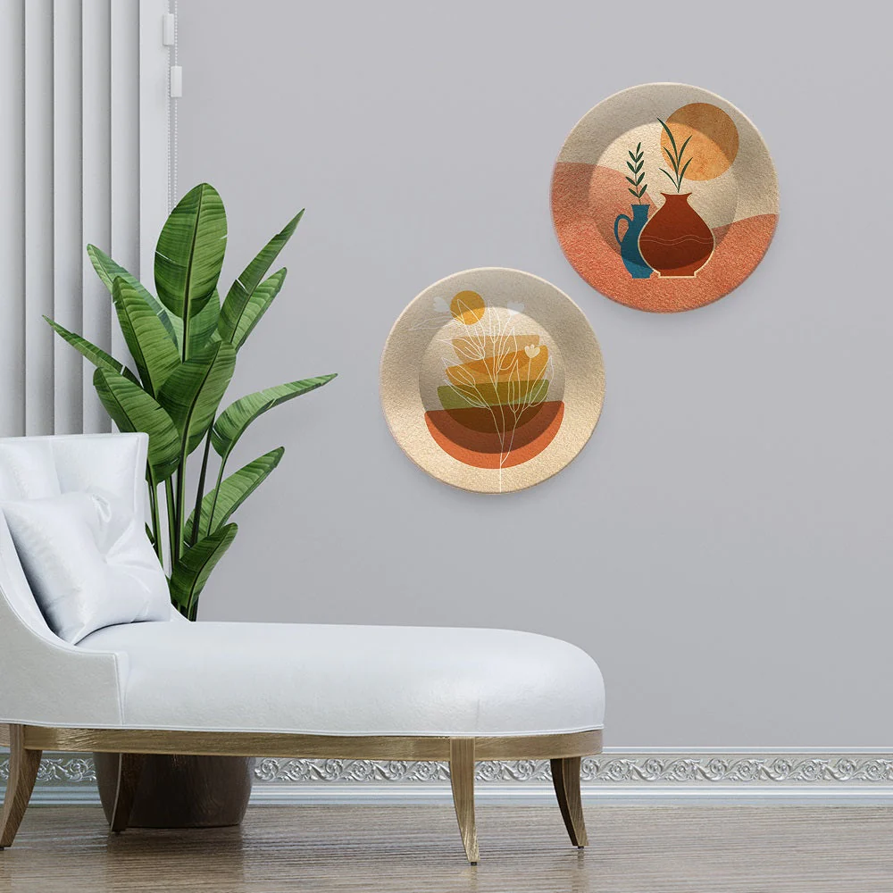 Beautiful Planter Art Wall Hanging Plates of Two Pieces - Image 2