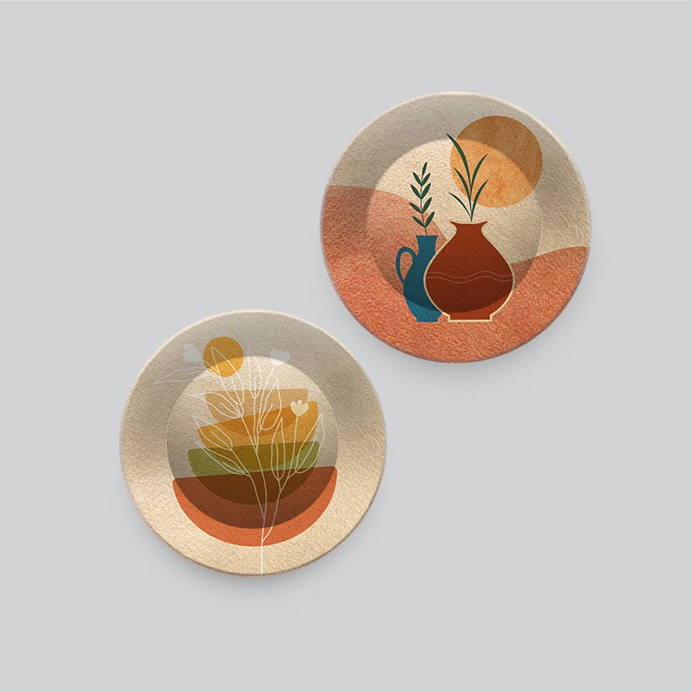 Beautiful Planter Art Wall Hanging Plates of Two Pieces - Image 4