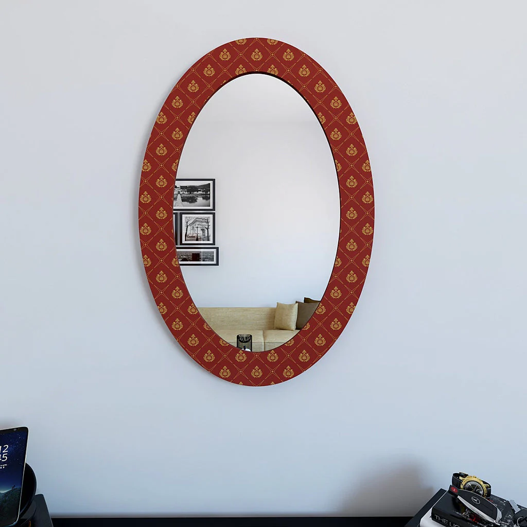 Beautiful Printed Design Oval Printed Acrylic Wall Mirror