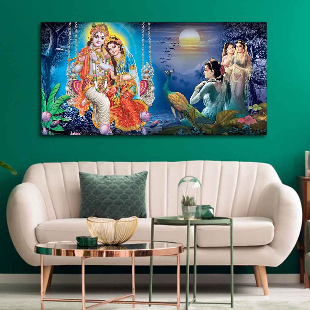 Beautiful Radha Krishna Canvas Wall Painting - Image 2