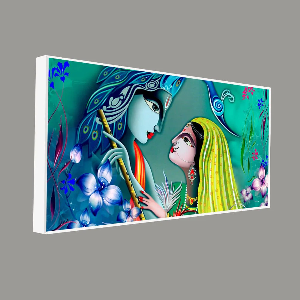 Beautiful Radha Krishna in Garden Canvas Wall Painting - Image 5